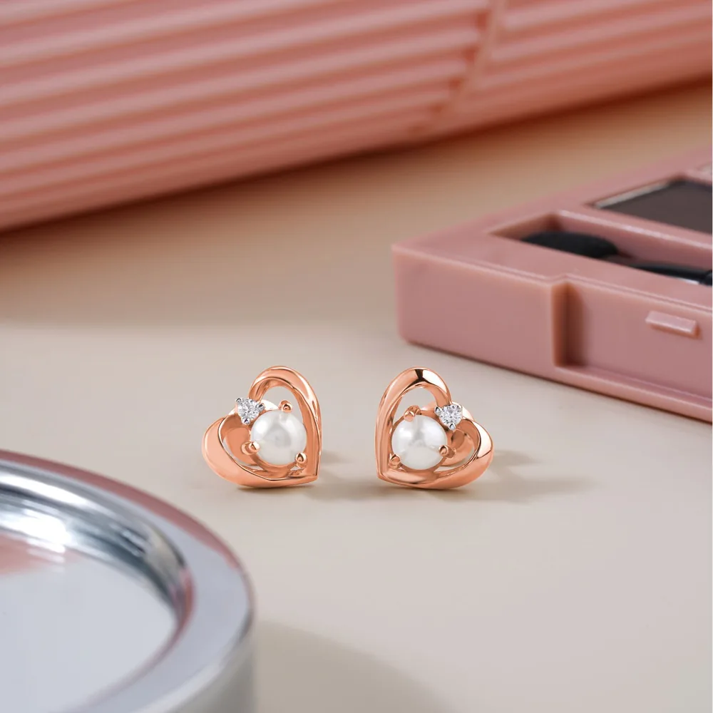 Aros corazón con perla